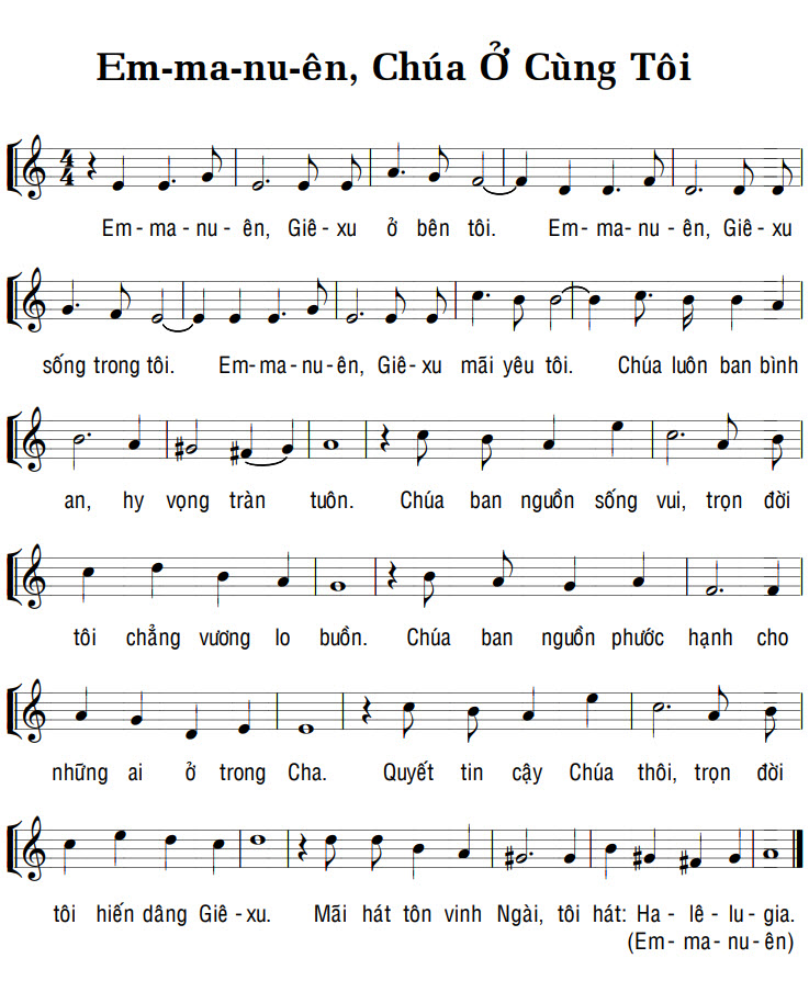 Sheet music: EM-MA-NU-ÊN, CHÚA Ở CÙNG TÔI