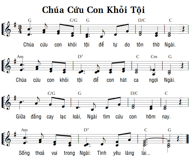 Sheet music: CHÚA CỨU CON KHỎI TỘI