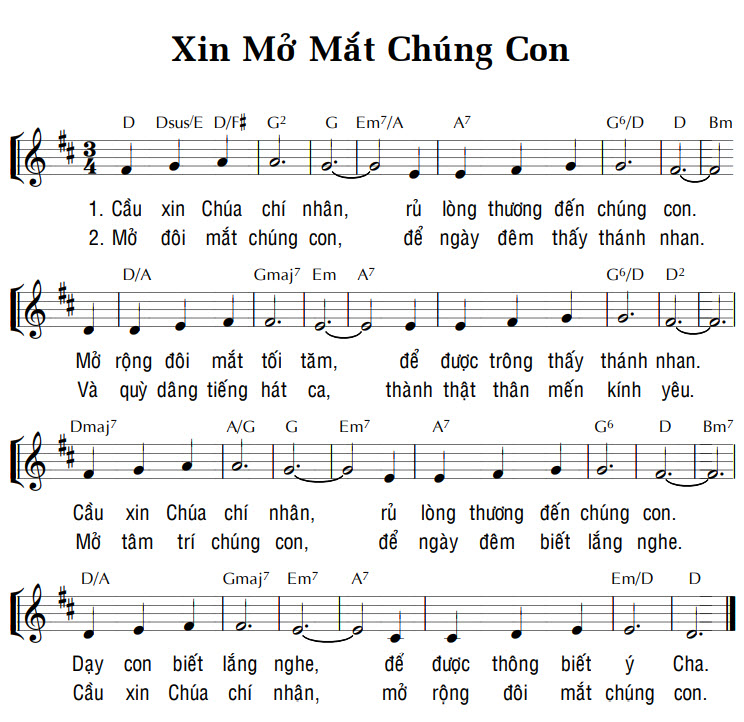 Sheet music: XIN MỞ MẮT CHÚNG CON