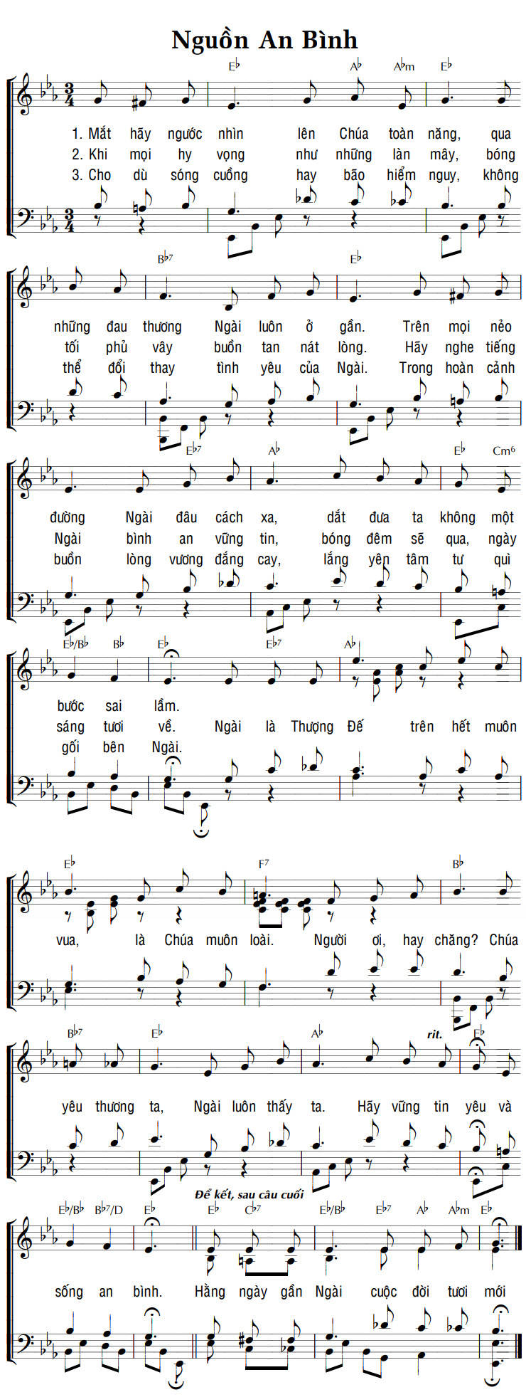 Sheet music: NGUỒN AN BÌNH