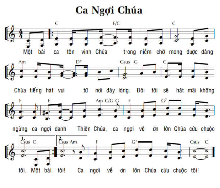 Sheet music: CA NGỢI CHÚA