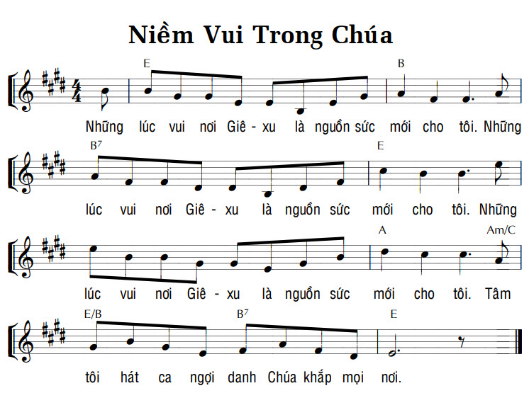 Sheet music: NIỀM VUI TRONG CHÚA