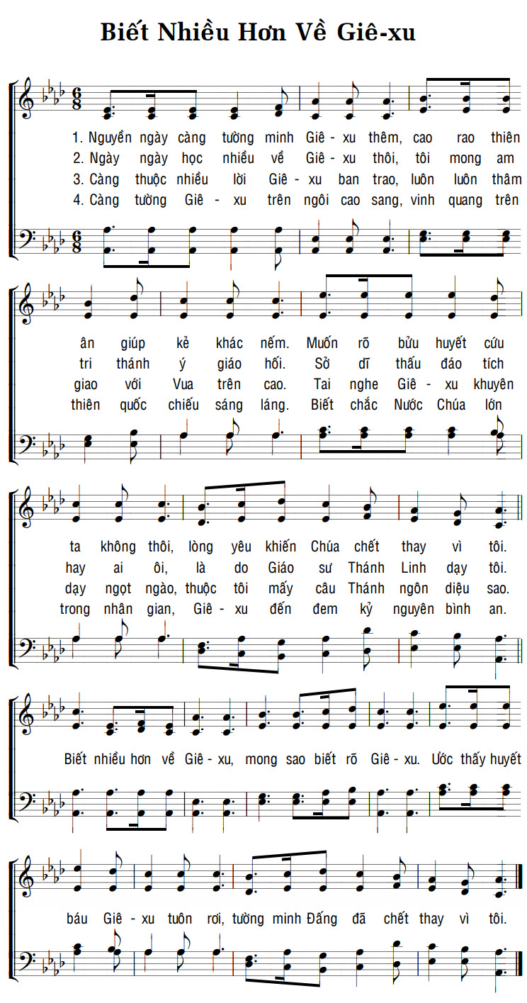 Sheet music: BIẾT NHIỀU HƠN VỀ GIÊ-XU