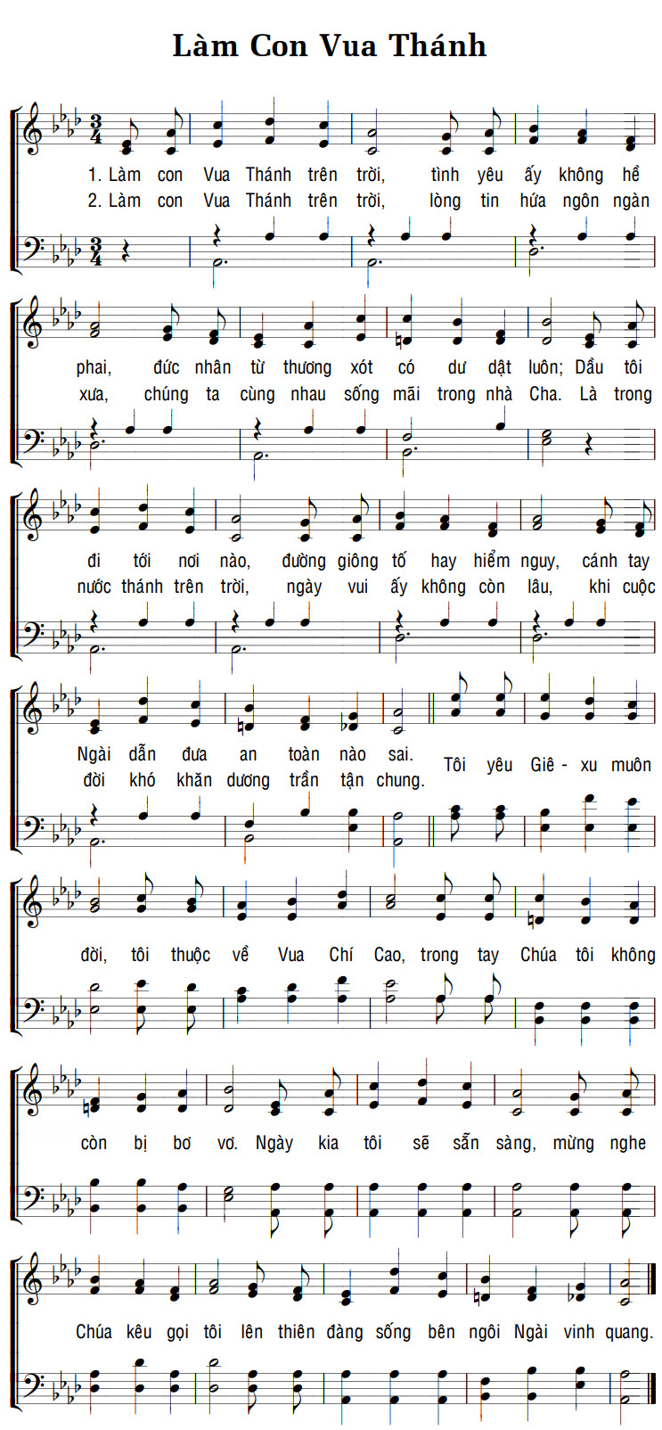 Sheet music: LÀM CON VUA THÁNH