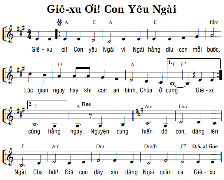 Sheet music: GIÊ-XU ƠI! CON YÊU NGÀI