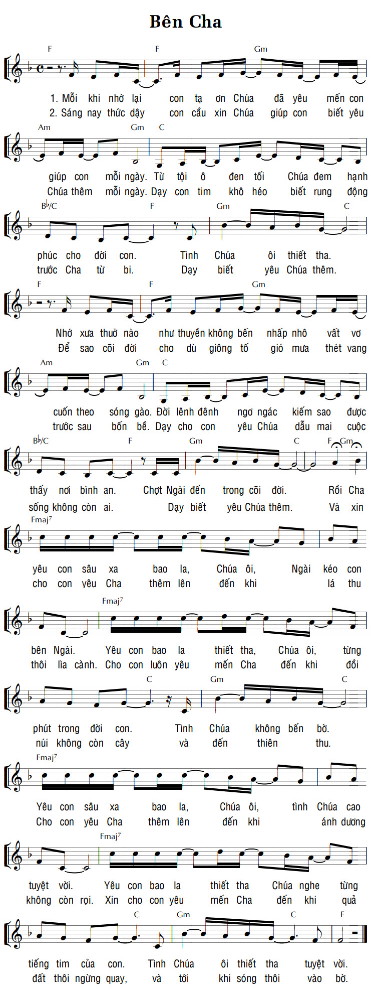 Sheet music: BÊN CHA