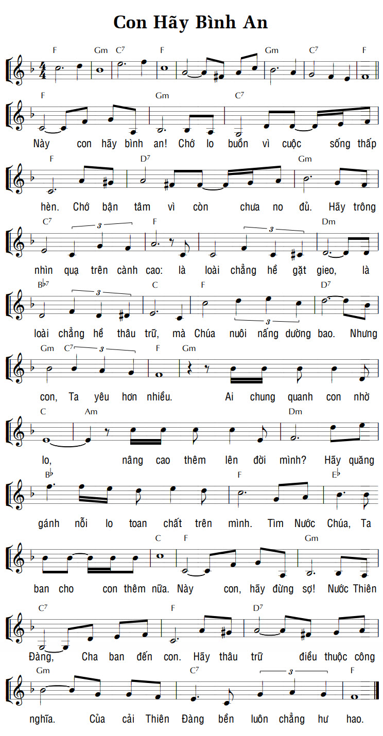 Sheet music: CON HÃY BÌNH AN