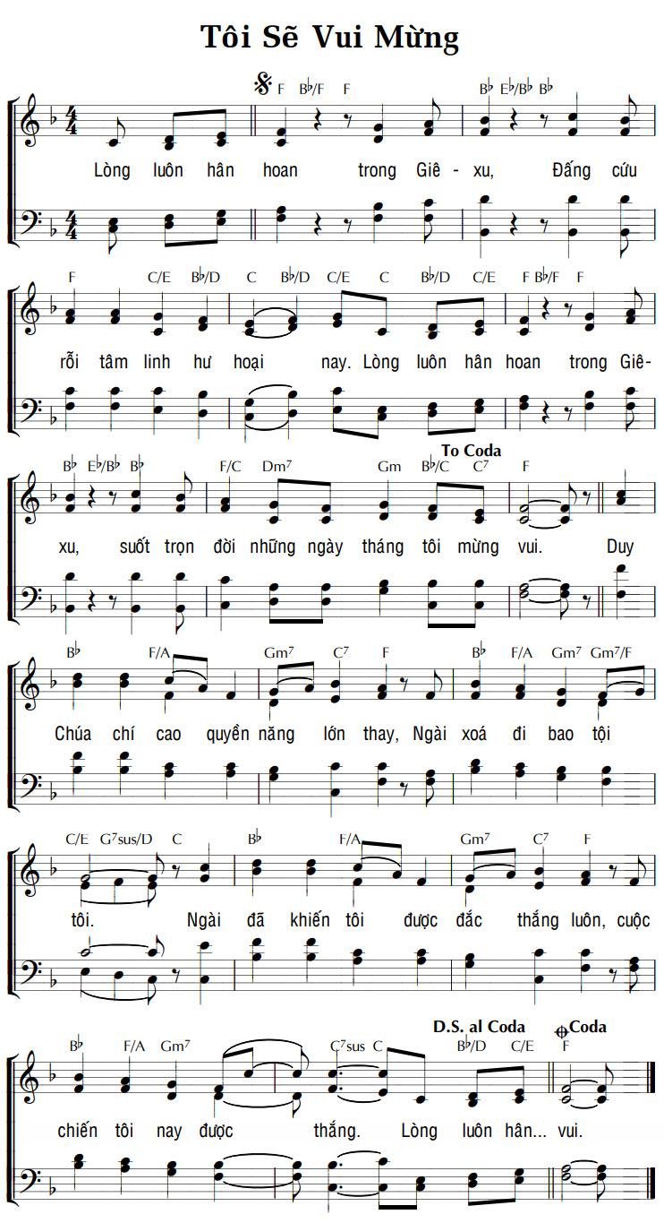 Sheet music: TÔI SẼ VUI MỪNG