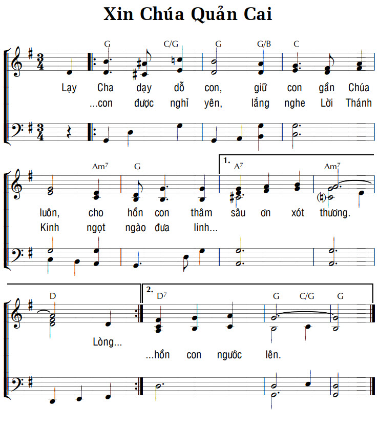 Sheet music: XIN CHÚA QUẢN CAI
