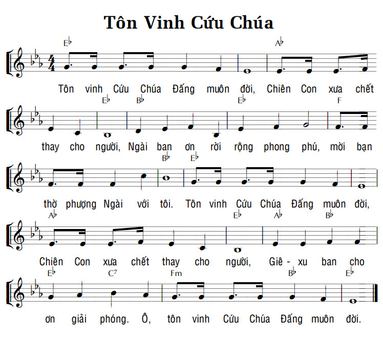 Sheet music: TÔN VINH CỨU CHÚA