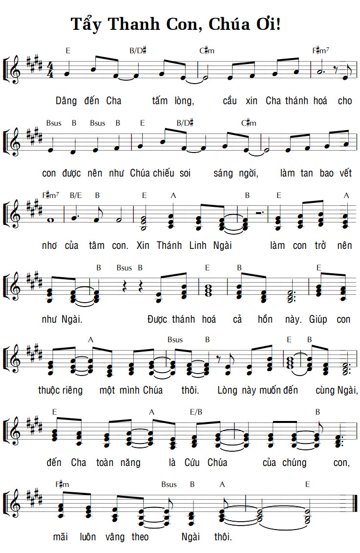 Sheet music: TẨY THANH CON, CHÚA ƠI!