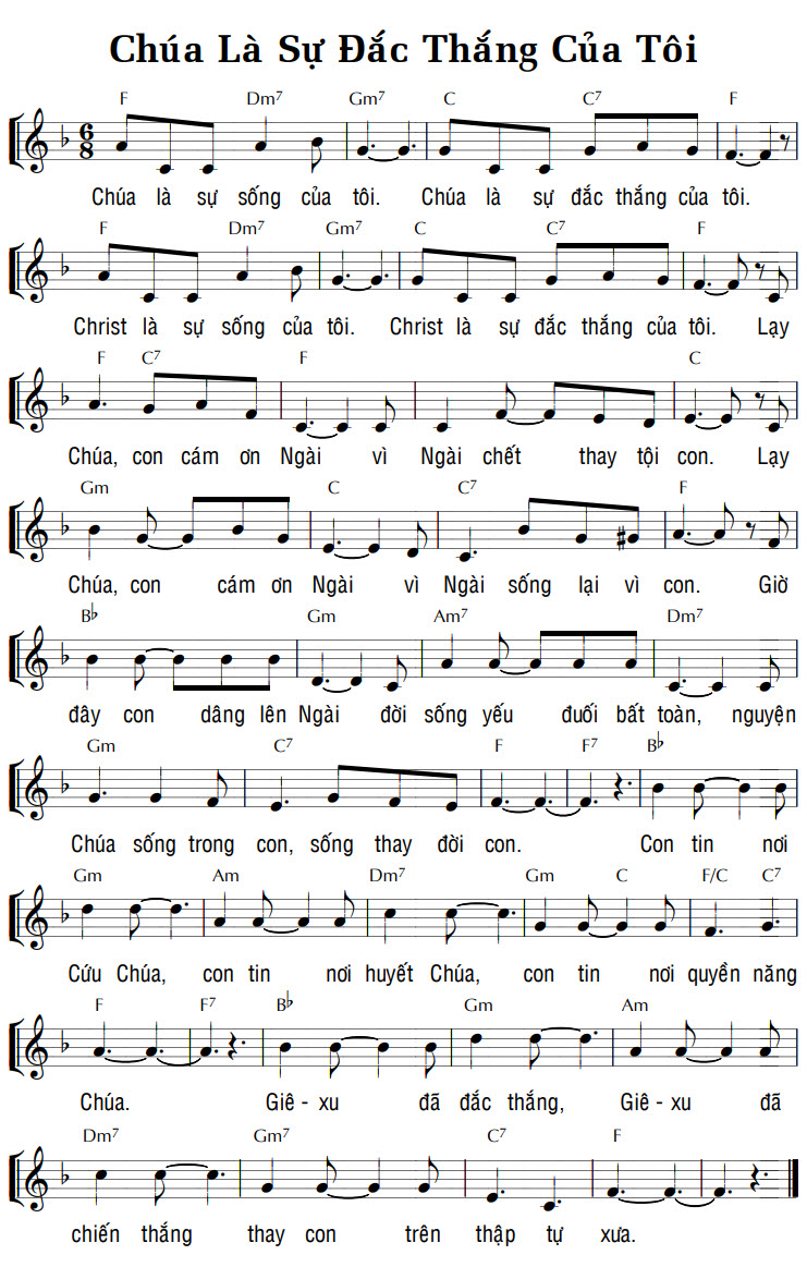 Sheet music: CHÚA LÀ SỰ ĐẮC THẮNG CỦA TÔI