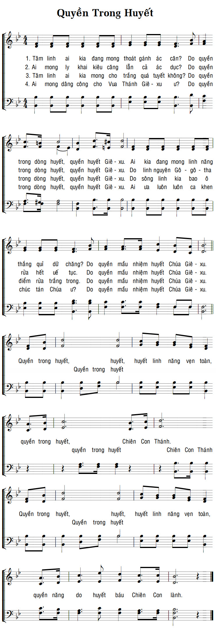 Sheet music: QUYỀN TRONG HUYẾT