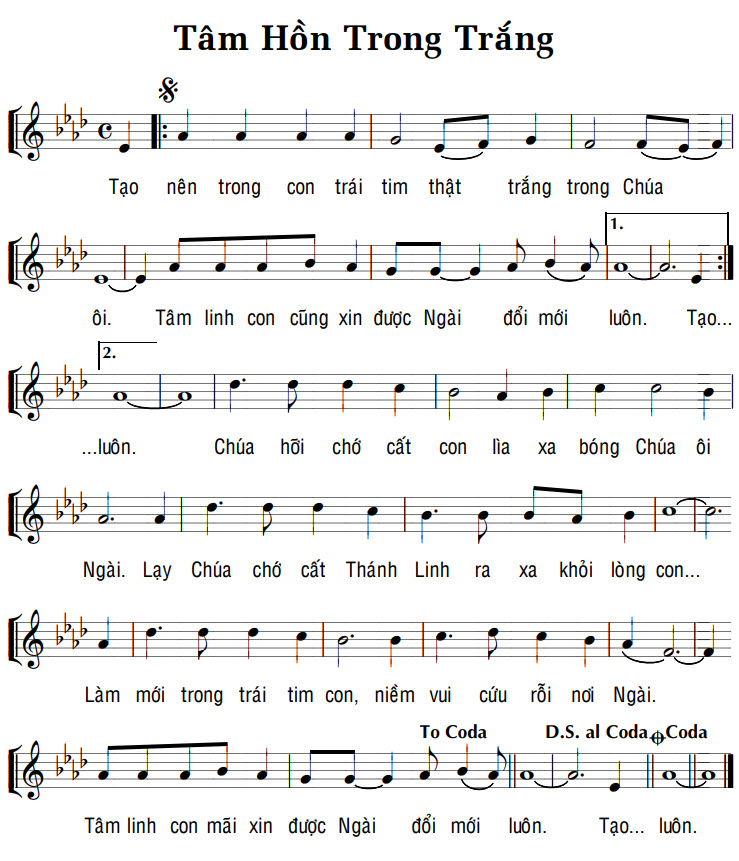 Sheet music: TÂM HỒN TRONG TRẮNG