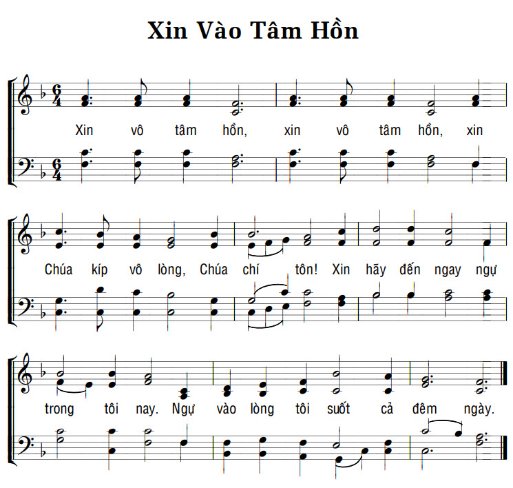 Sheet music: XIN VÀO TÂM HỒN