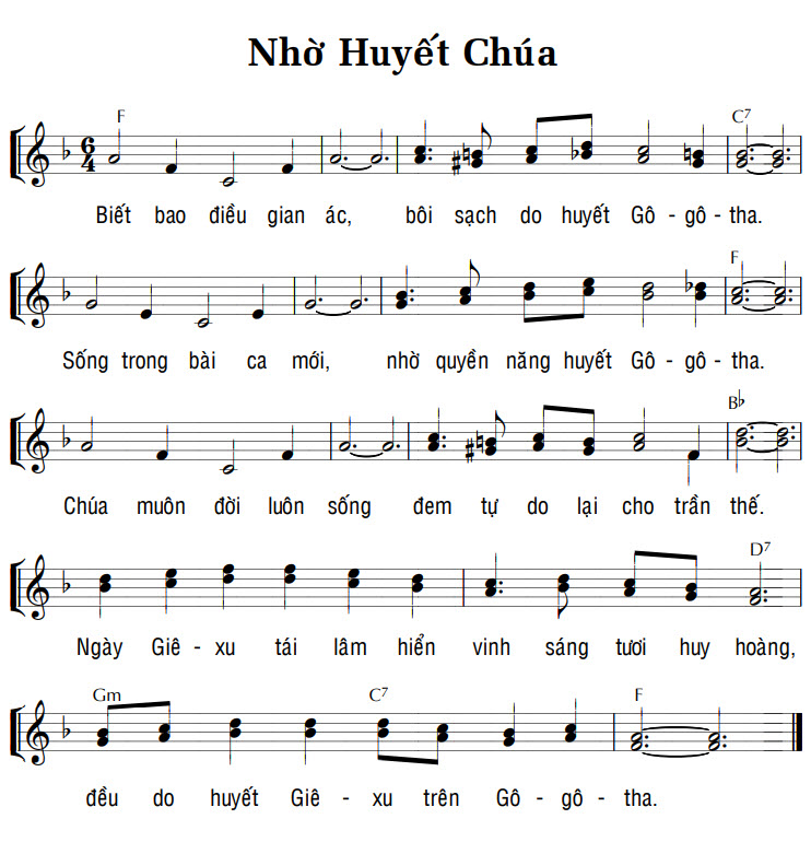 Sheet music: NHỜ HUYẾT CHÚA
