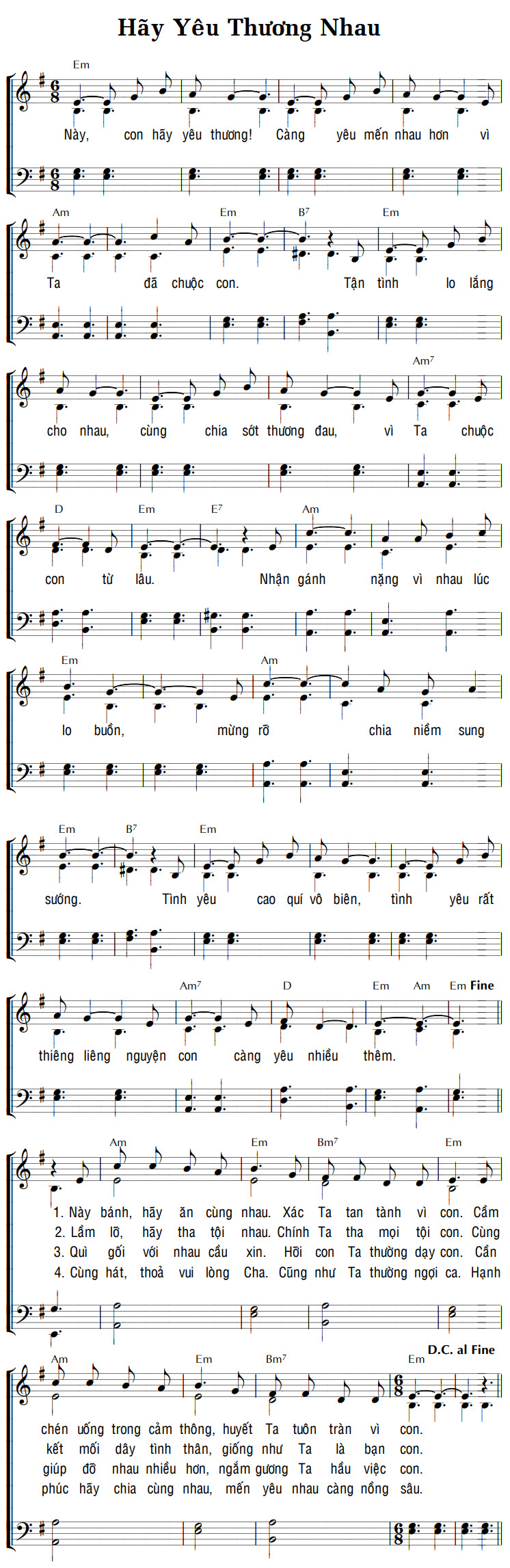 Sheet music: HÃY YÊU THƯƠNG NHAU