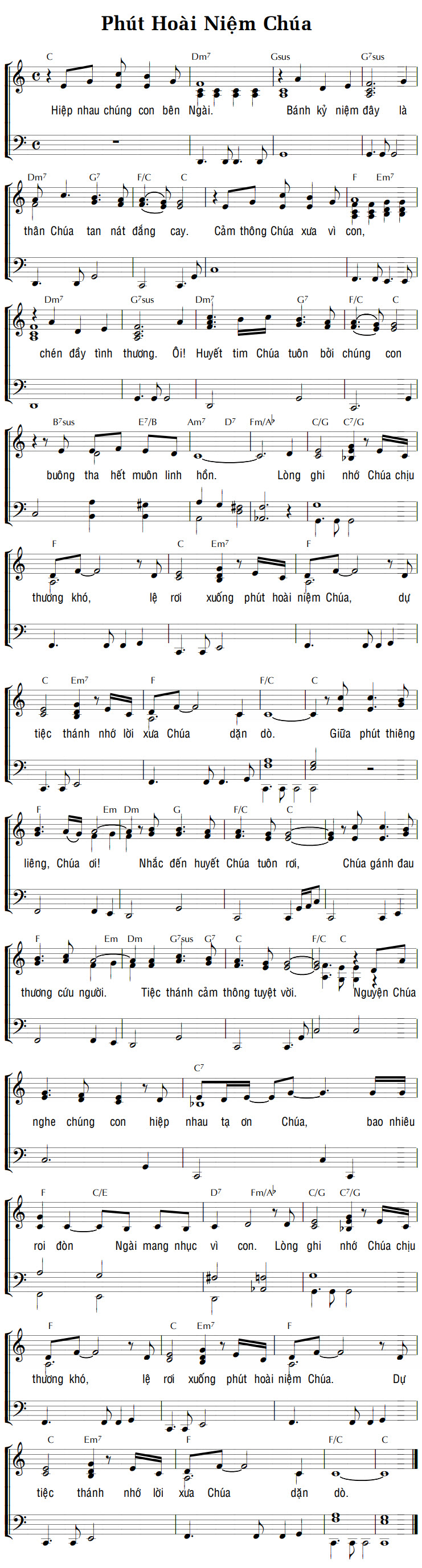 Sheet music: PHÚT HOÀI NIỆM CHÚA