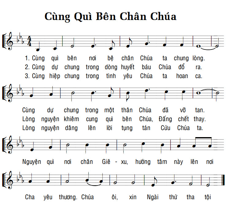 Sheet music: CÙNG QUÌ BÊN CHÂN CHÚA