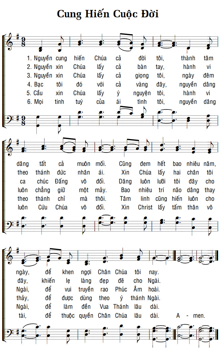 Sheet music: CUNG HIẾN CUỘC ĐỜI