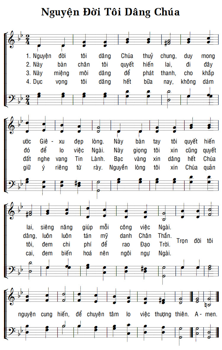 Sheet music: NGUYỆN ĐỜI TÔI DÂNG CHÚA