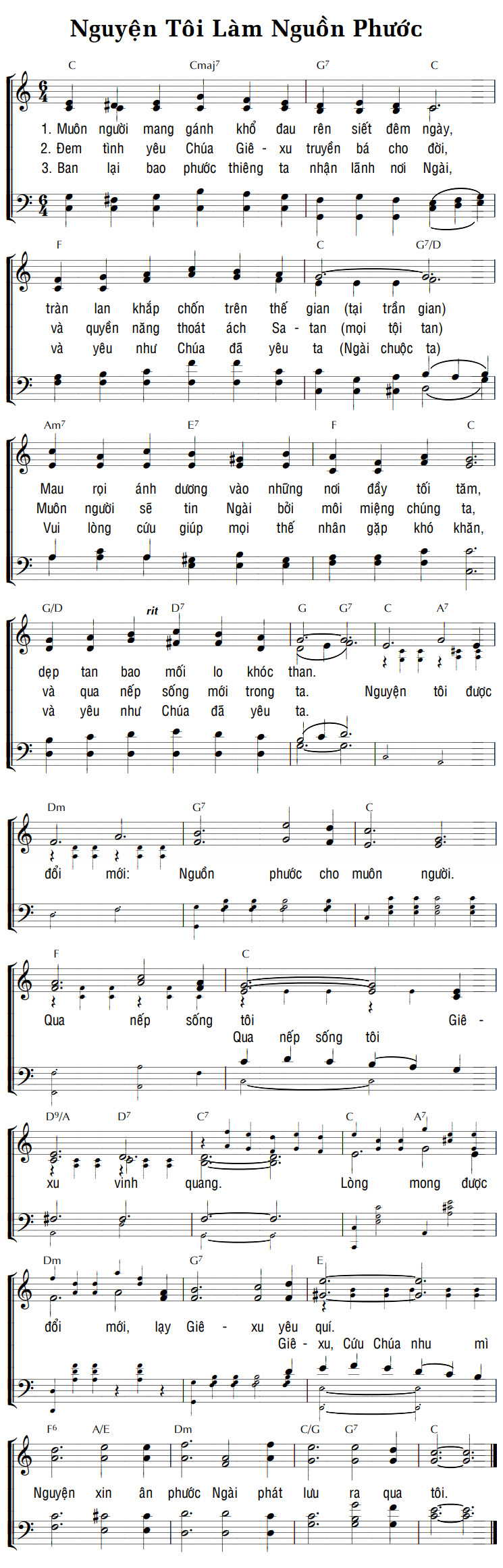 Sheet music: NGUYỆN TÔI LÀM NGUỒN PHƯỚC