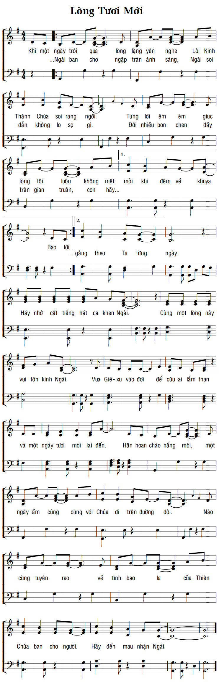 Sheet music: LÒNG TƯƠI MỚI