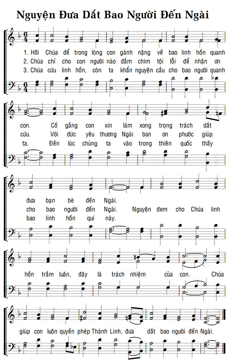 Sheet music: NGUYỆN ĐƯA DẮT BAO NGƯỜI ĐẾN NGÀI