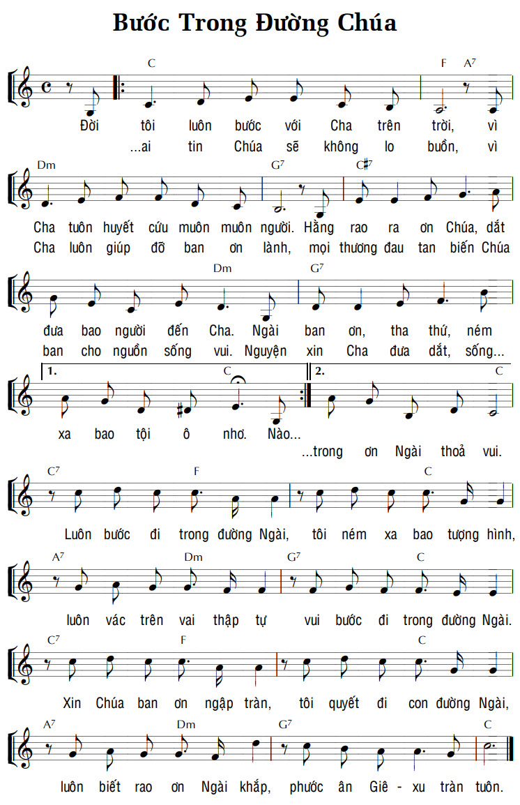 Sheet music: BƯỚC TRONG ĐƯỜNG CHÚA