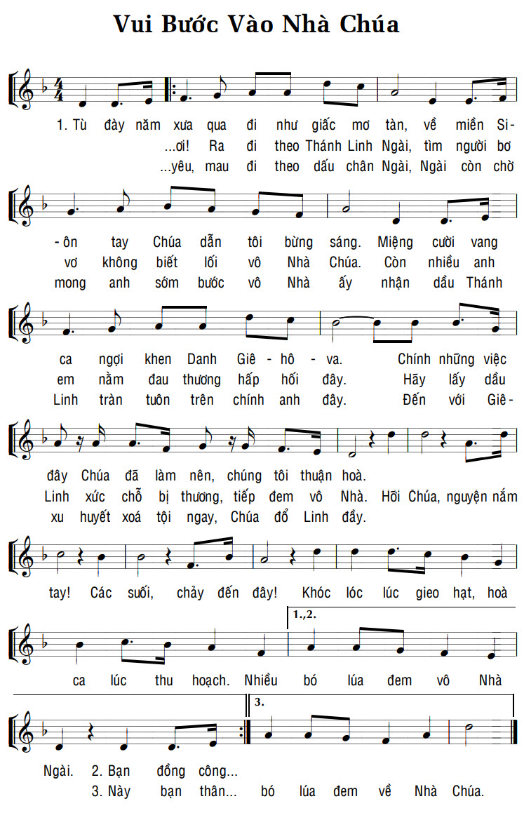 Sheet music: VUI BƯỚC VÀO NHÀ CHÚA