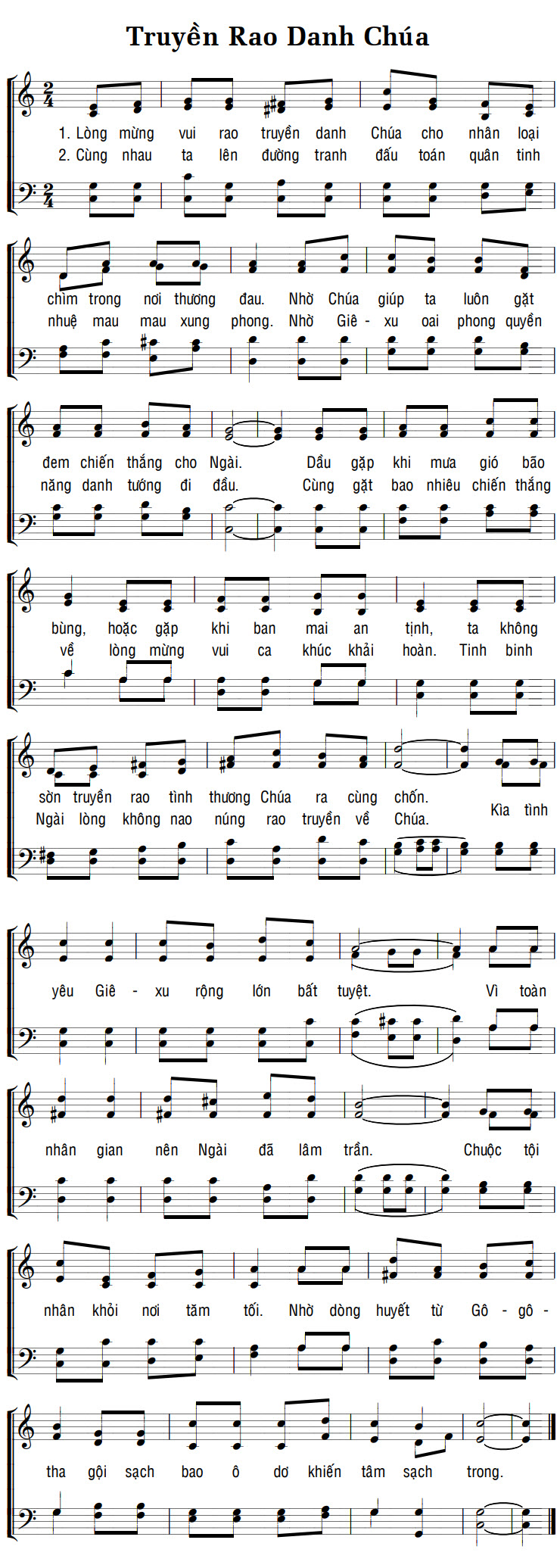 Sheet music: TRUYỀN RAO DANH CHÚA