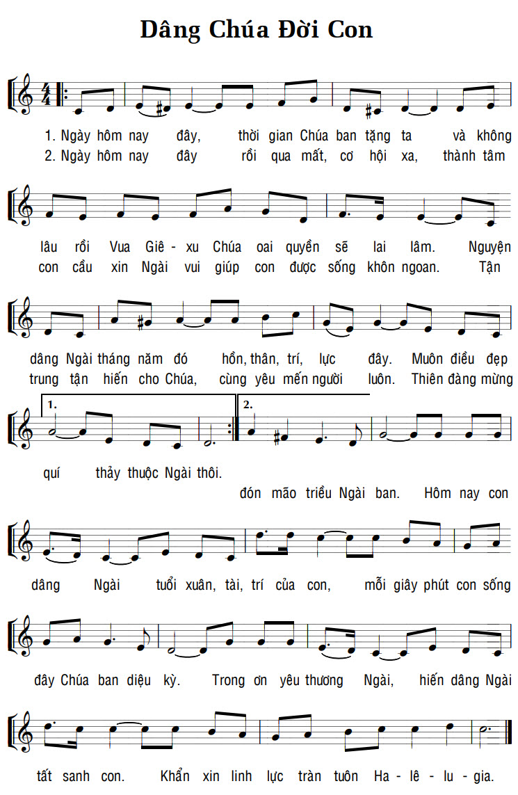 Sheet music: DÂNG CHÚA ĐỜI CON