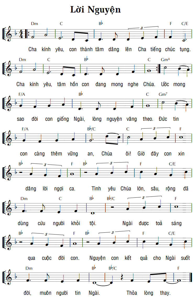 Sheet music: LỜI NGUYỆN
