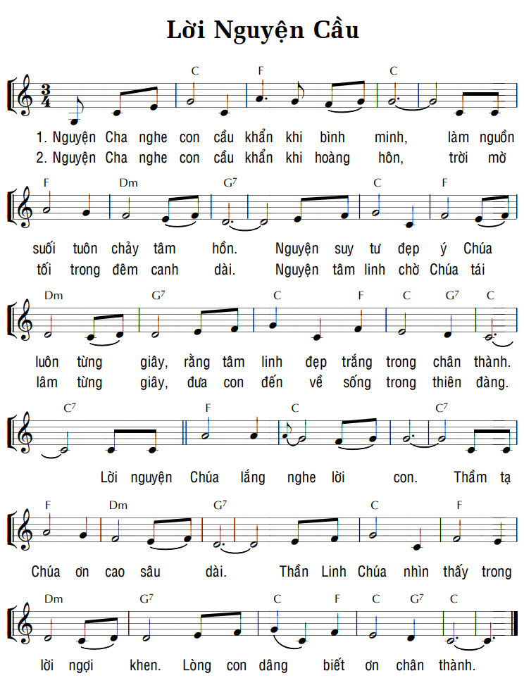Sheet music: LỜI NGUYỆN CẦU