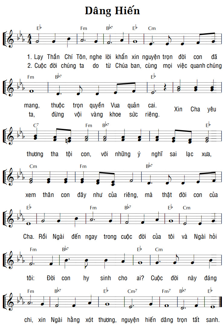Sheet music: DÂNG HIẾN