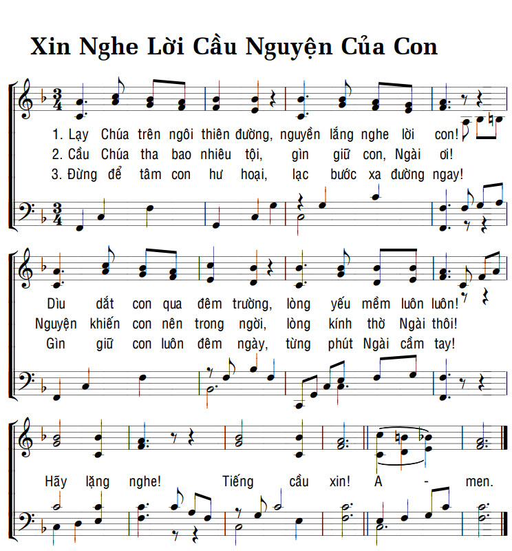 Sheet music: XIN NGHE LỚI CẦU NGUYỆN CỦA CON