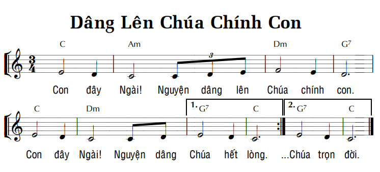 Sheet music: DÂNG LÊN CHÚA CHÍNH CON