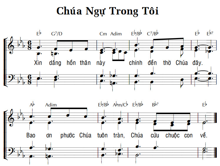 Sheet music: CHÚA NGỰ TRONG TÔI