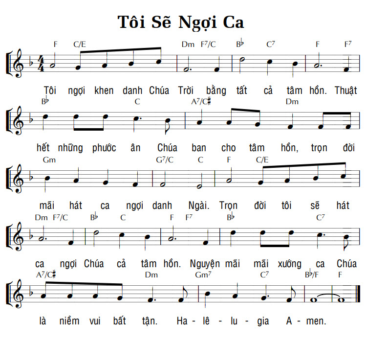 Sheet music: TÔI SẼ NGỢI CA