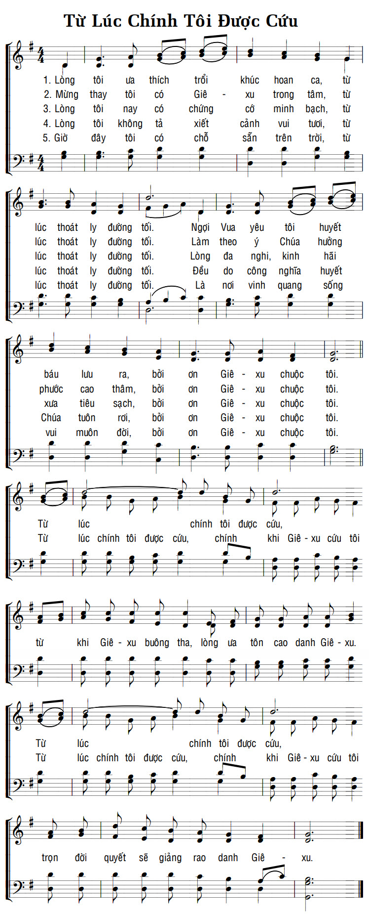 Sheet music: TỪ LÚC CHÍNH TÔI ĐƯỢC CỨU