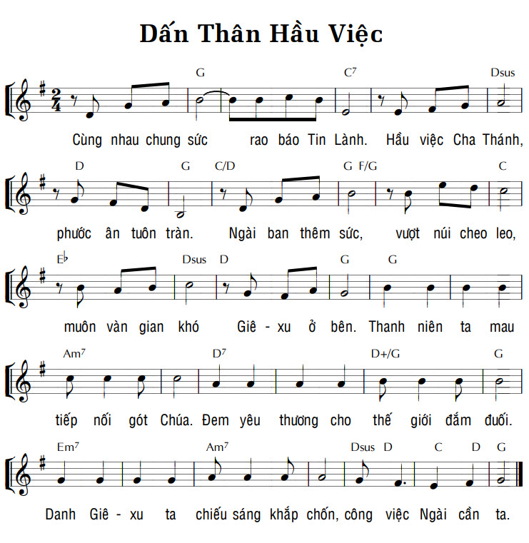 Sheet music: DẤN THÂN HẦU VIỆC