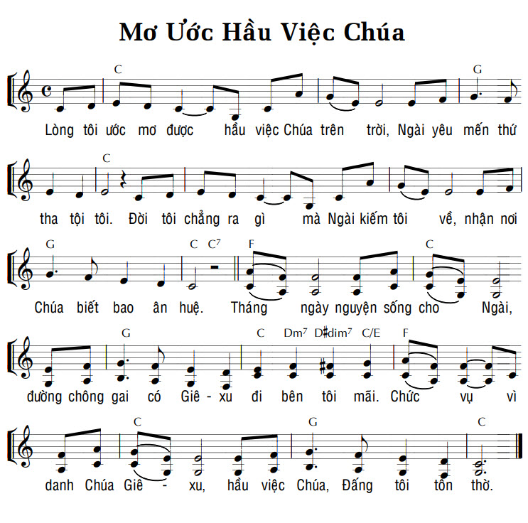 Sheet music: MƠ ƯỚC HẦU VIỆC CHÚA