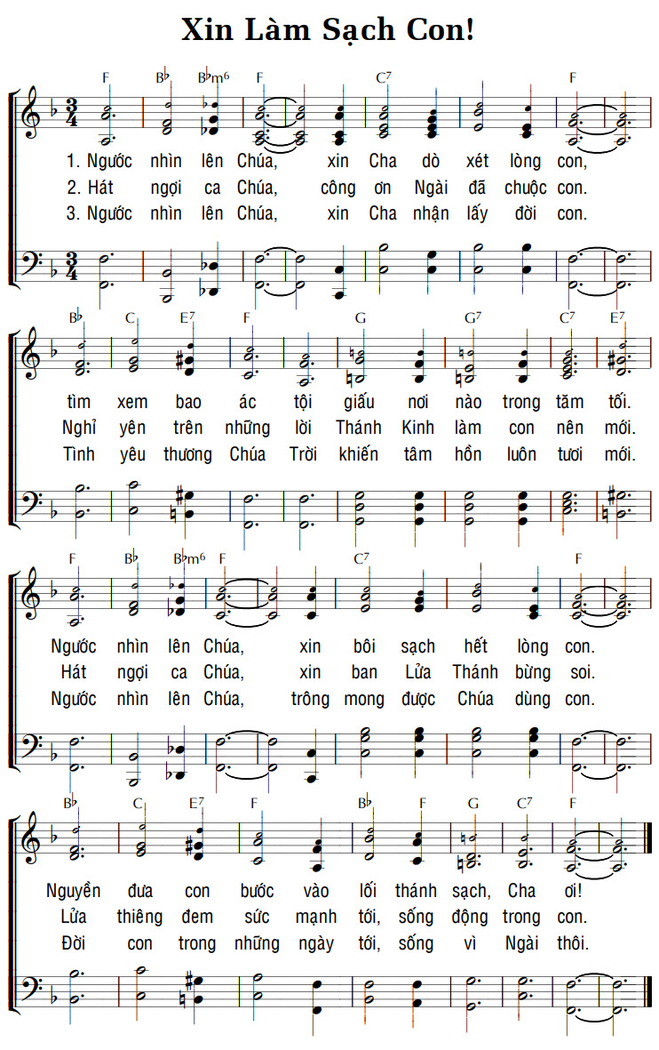 Sheet music: XIN LÀM SẠCH CON!
