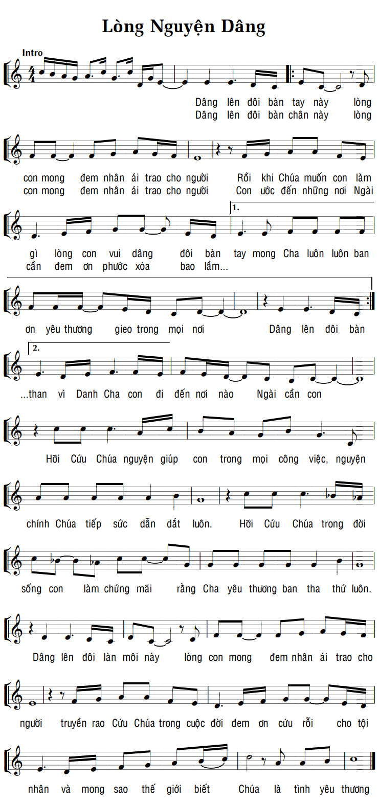 Sheet music: LÒNG NGUYỆN DÂNG