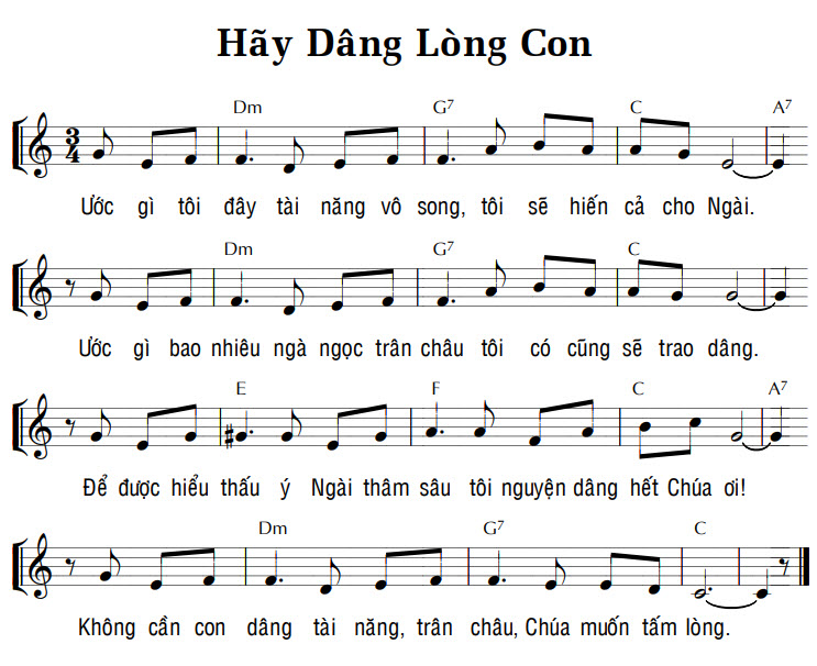 Sheet music: HÃY DÂNG LÒNG CON