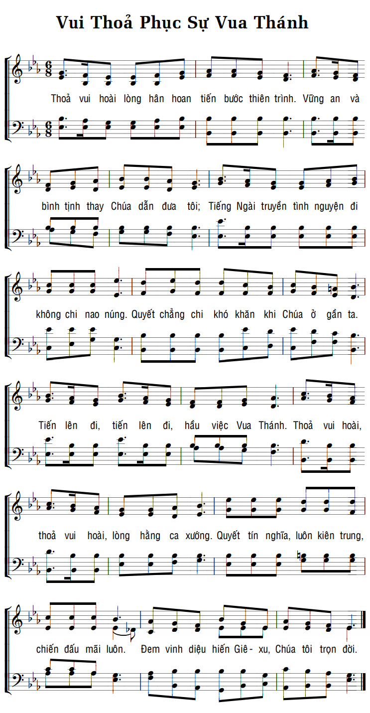 Sheet music: VUI THOẢ PHỤC SỰ VUA THÁNH