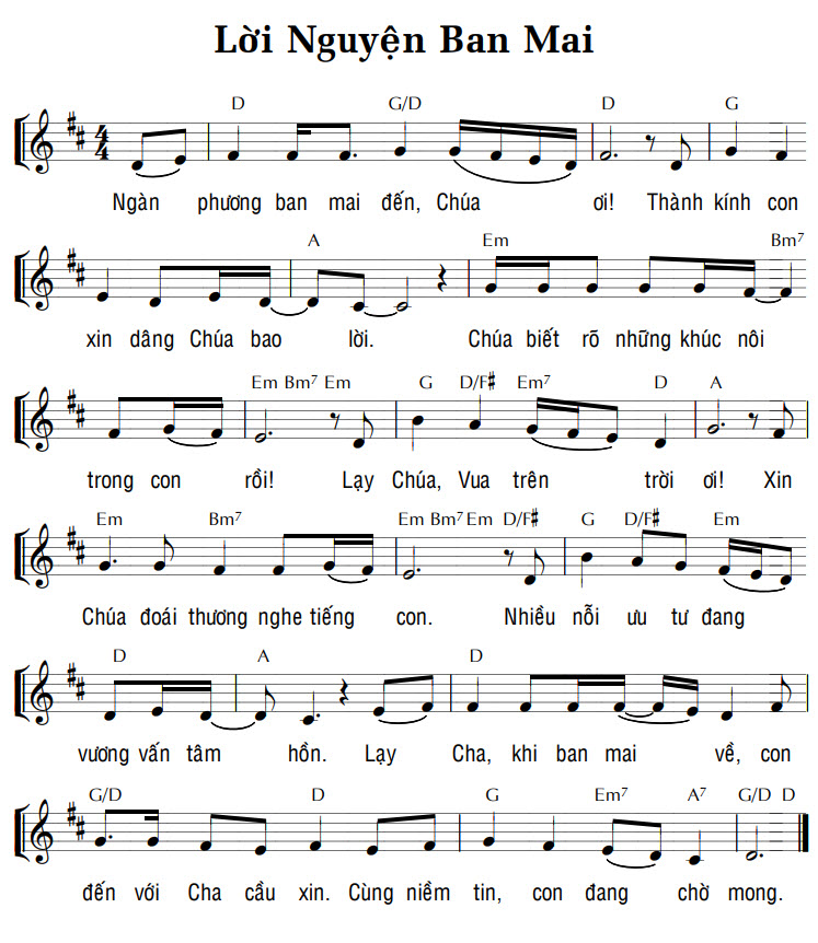 Sheet music: LỜI NGUYỆN BAN MAI