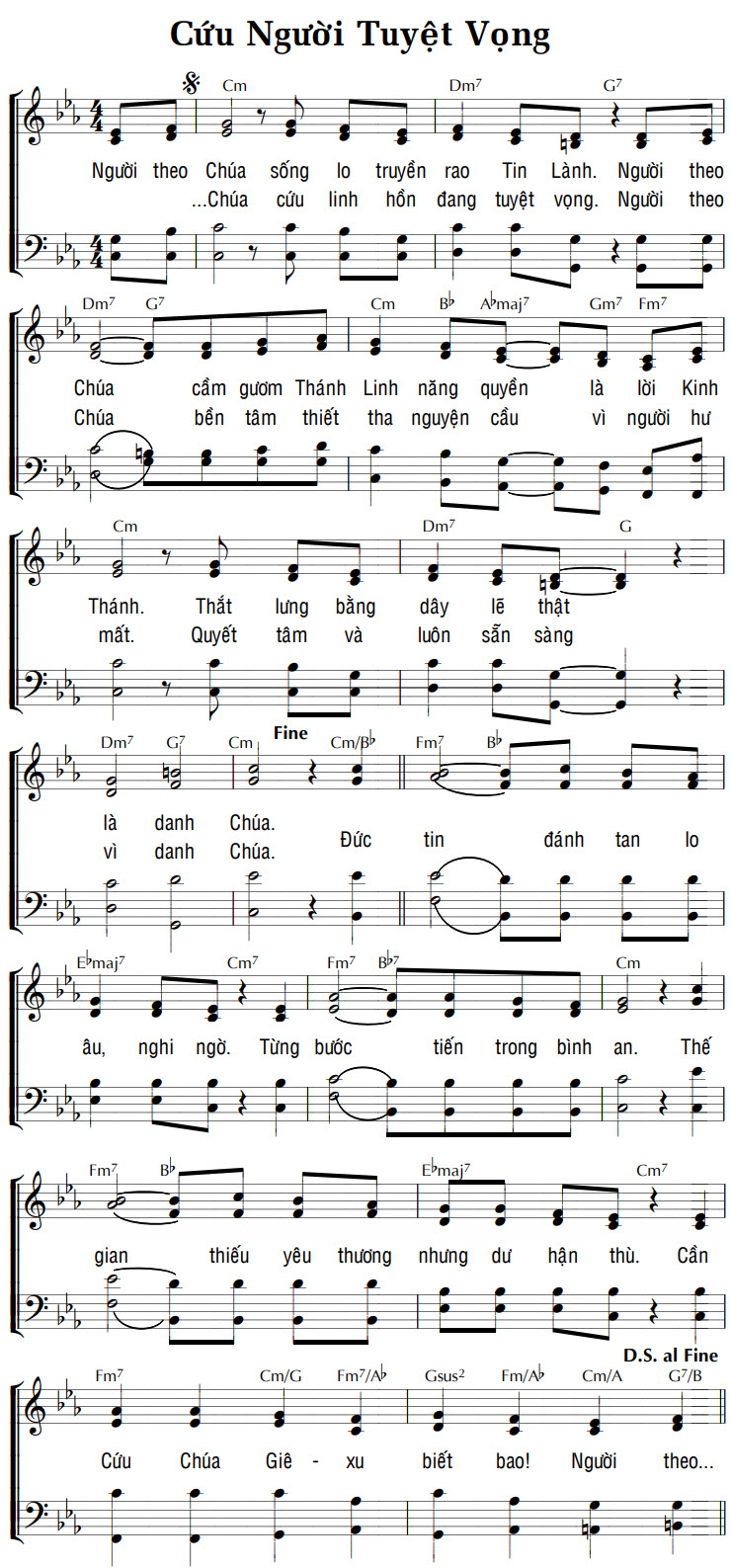 Sheet music: CỨU NGƯỜI TUYỆT VỌNG