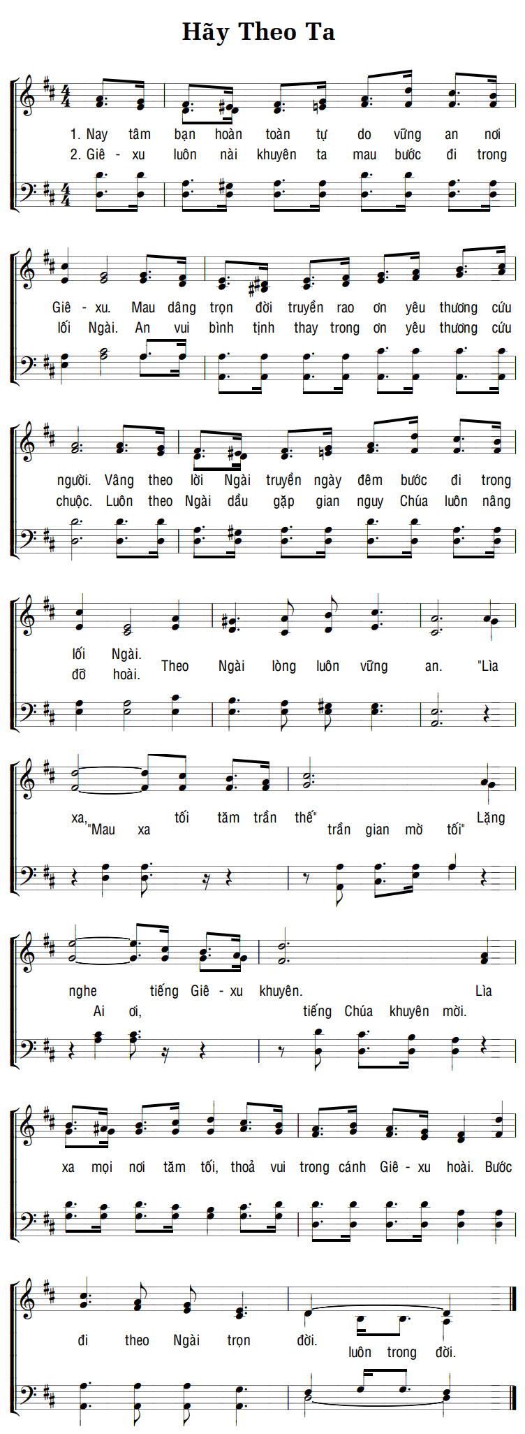 Sheet music: HÃY THEO TA