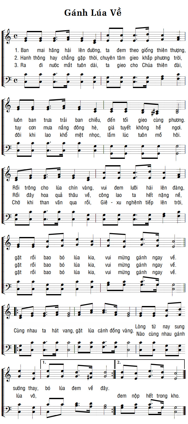 Sheet music: GÁNH LÚA VỀ